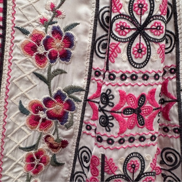 John Mark Stripe Embroidered Button Down Long Sleeve Shirt Floral Pink Size M - Picture 7 of 10